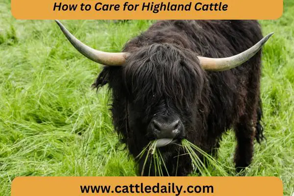 highland cattle in green land grazing