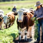 cattle grazing while rancher working