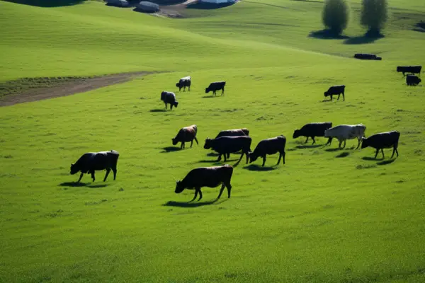 cattle grazing in green land