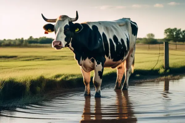 cow standing in water