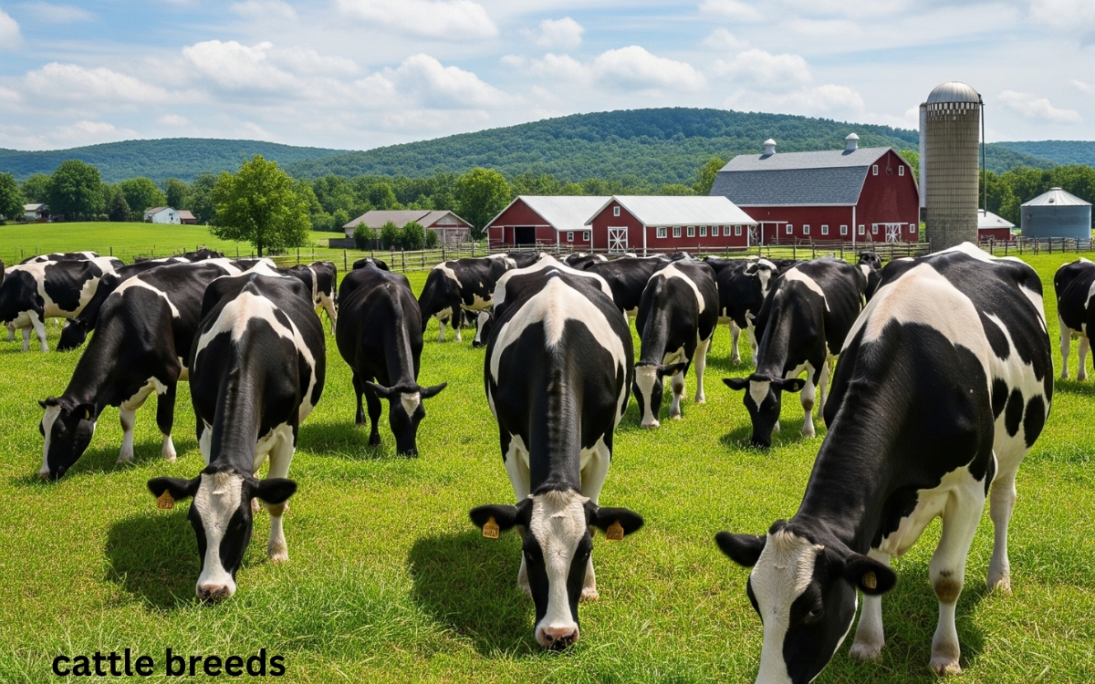 Holstein Friesian cattle breeds in farm