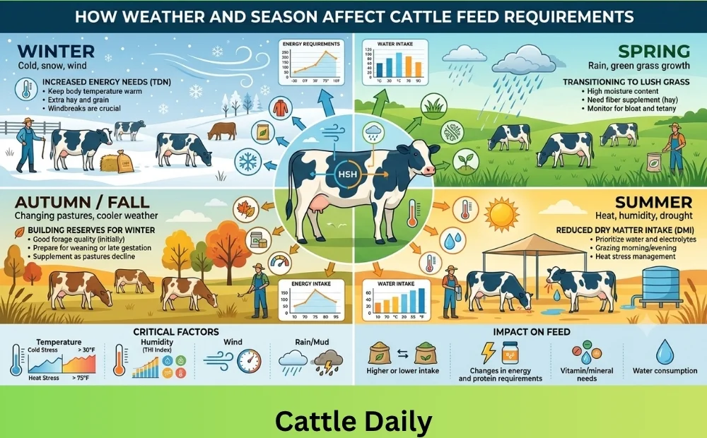 How Weather and Season Affect Cattle Feed Requirements