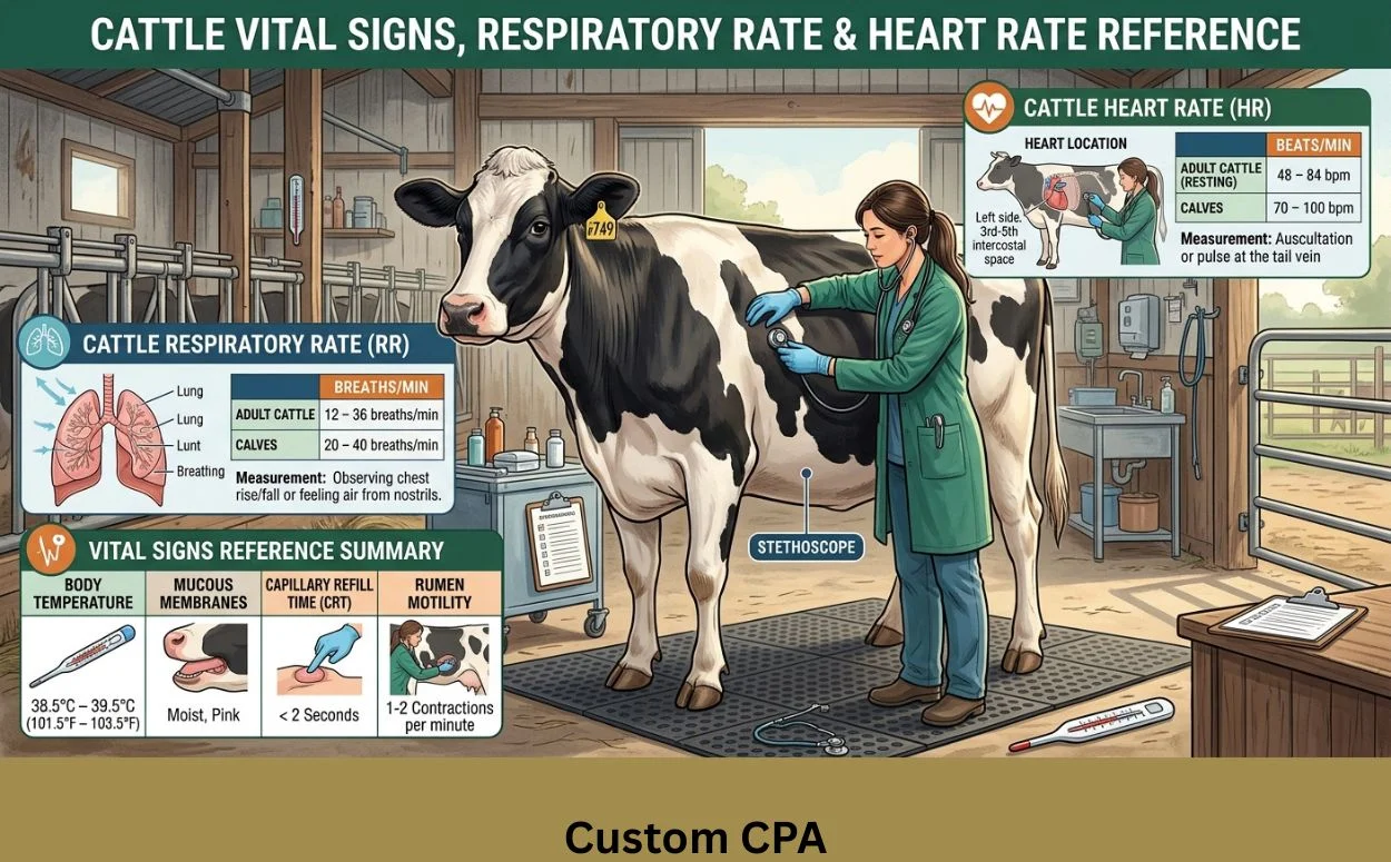 Cattle Respiratory Rate, Heart Rate, and Vital Signs Reference